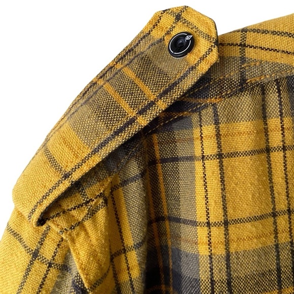 Volcom Men’s Yellow Plaid Skate Snow Longsleeve Button Down Flannel Shirt SZ M - Picture 9 of 10